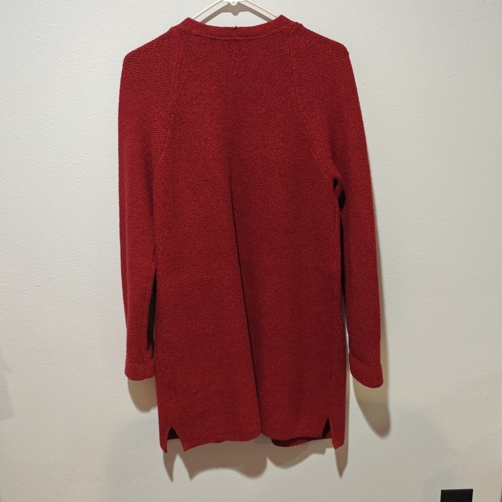 Excellent Condition J. Jill Silk Wool Cardigan Medium Red Long Holiday Christmas - Picture 3 of 6